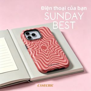 Potdemiel | Ốp Điện Thoại iPhone 17/16/15/14/13 Pro Max Pink Star Grid 2 Trong 1 - Cao Cấp Chống Sốc Chống Xước Sang Trọng Có Nam Châm