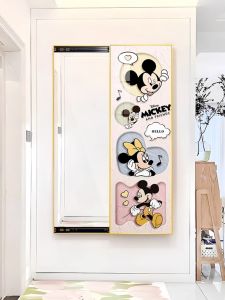 Princess Decorative Mirror Full Body Invisible Wall Art Entrance Hall Hanging Picture Cartoon Mickey Crystal Modern Style Home Decor
