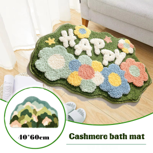 Absorbent Bathroom Bath Mat 3D Moss Leaf Anti-slip Rug Kitchen Entrance Doormats Home Floormat Bathtub Carpet