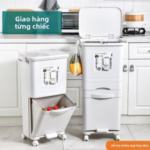 TONGGUMO | Covered Press Large Capacity Dual-layer Kitchen Trash Can