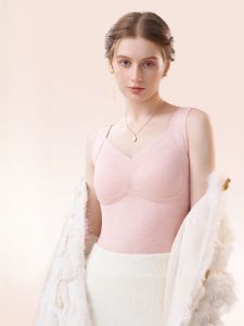 Miiow | Warm Fleece Lined One Piece Bralette Vest Womens V Neck Inner Wear Autumn Winter No Bra Required Comfortable Underwear Top