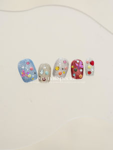 Handmade Dream Candy Box Nail Art Colorful Diamond Painting Cute Wearable Nails Whitening Cute Handmade Wearable Nail Tips