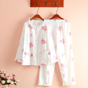 # Super Beautiful# 100% Pure Cotton Pajamas Womens Autumn Thin Long Sleeve Flower Woven 100% Cotton Twill Fabric Homewear Suit