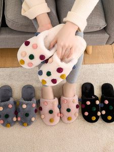 Cute Cotton Slippers Womens 2025 New Winter Comfortable Plush Home Anti-slip Warm Fur Shoes Soft Velvet Surface Home Slippers