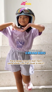 Helm Bogo Anak Retro Perempuan Laki Laki Usia 3 4 5 6 7 8 9 10 Tahun Polos Garis Kaca Flat