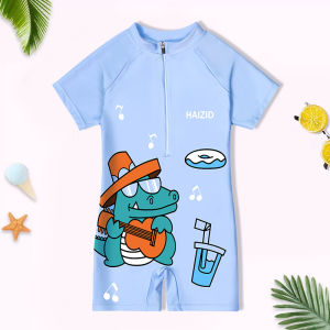 Professional Childrens One-Piece Swimsuit Quick Dry Sunscreen Boys Girls Elementary School Swimwear Pure Color Conservative