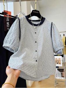 YEBO | Oversized Checkered Short Sleeve Shirt