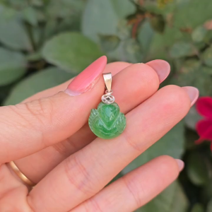 Q2384 Mặt dây chuyền hồ ly Thạch Anh Dâu Xanh size nhỡ 11x12mm móc kim tiền bạc không kén mệnh - Phong Thuỷ TUDO P