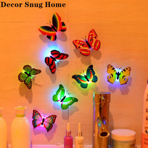 【Free Shipping】10Pcs Glowing 3D Butterfly LED Butterfly Wall Stickers LED Night Light Decoration Night Lamp Beautiful Butterfly