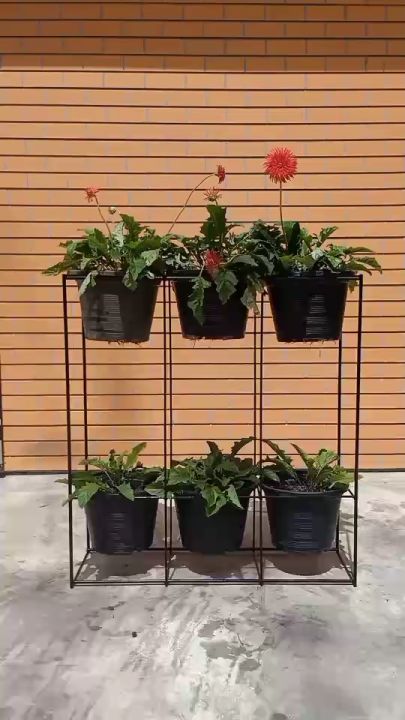 สวนแนวตั้งเหล็กพร้อมกระถาง 10 นิ้ว 6 ใบ ขนาด 80x87 ซม.