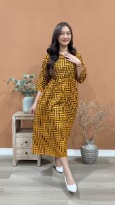 DASTER CHIBI Luna Busui Resleting Depan Kain Rayon Daster panjang lengah 3/4 viral kekinian - Bakul Dasterku