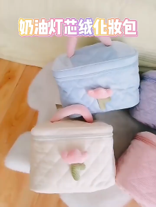 Túi Đựng Mỹ Phẩm Hoa Tulip Màu Pastel Xinh Xắn Túi Makeup Cầm Tay Có Quai Xách Đựng Đồ Đi Du Lịch