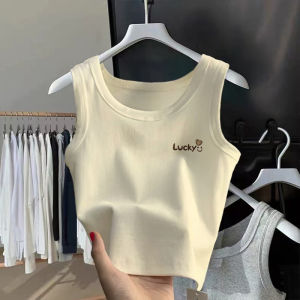 Áo Ba Lỗ Cotton Nguyên Chất Mùa Hè 2025 Áo Ba Lỗ Không Tay Ngắn Cho Nữ Áo Khoác Ngoài Áo Ba Lỗ Tay Ngắn Áo Ba Lỗ in Chữ Mỹ