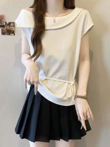 Ruffled Collar Off-Shoulder Plus Size T-Shirt