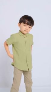 Kemeja Anak Pria Saka Short Shirt Kemeja Pique Size S-3XL AH01
