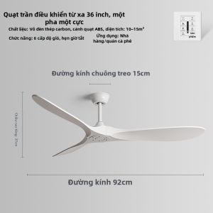 QIAN QI | Quạt Trần Không Đèn Điều Chỉnh Tần Số Lưu Lượng Gió Lớn 60 Inch