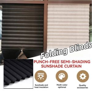 Curtain Self Adhesive Pleated Blinds Half Blackout Bathroom Living Room No Punching Curtain