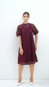 Urban Exchange Jane Magenta Dress / Midi Dress Brokat Festive Natal