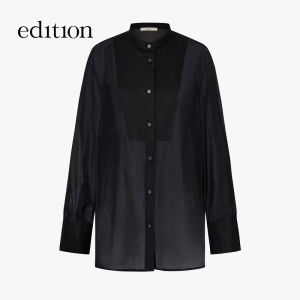 Edition2025 Autumn New French Style Silk Cotton Shirt Lightweight Life Series EBE3SHT016 Womens Loose Fit Long Sleeve Collared