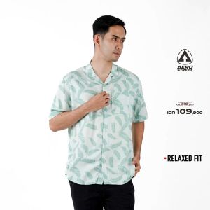 Aerostreet Kemeja Rayon Printing Morgen Hawai Motif Terang Pria Wanita QCBAA