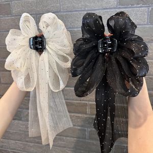 Ribbon Gauze Bow Hair Accessories Hair Hairpin Female Back White Head Half-Tie Hair Clip Shark Clip Headdress
