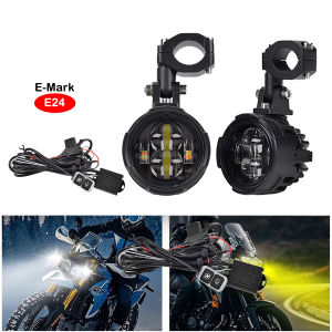 Motorcycle Fog Lights Led Auxiliary Driving Lamp Moto Headlight Spotlights 100W Wired Switch Dual Color Motorcycle Led lights