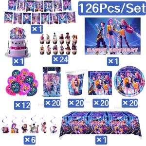 Kayou | Kpop Girls Theme Birthday Party Decorations Disposable Tableware Set Plates Cups Napkins for Baby Shower Kids Party Favors Gift