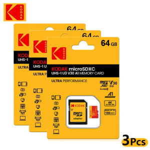 Kodak | 3Pcs Kodak Micro SD Card SDXC TF Memory Card 64G 32G 128G U3 High Speed Read up to 100MB/s with Adapter for Android Phone Switch