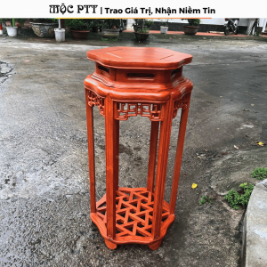 Đôn Lục Giác mẫu cánh hoa Mộng Ghép 100% gỗ Hương Đá Cỡ 38 cao 90 cm