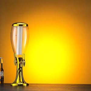 หอเบียร์แบบสองชั้น 3 ลิตร พร้อมไฟ LED และคอลัมน์น้ำแข็ง - เครื่องจ่ายเครื่องดื่มเชิงพาณิชย์สำหรับบาร์/KTV/งานปาร์ตี้ - ระบบเบียร์สแตนเลสพร้อมฟังก์ชันทำความเย็น