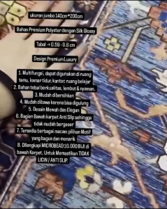 Karpet Lantai Polyester Glossy Uk 210cm x 160cm / Karpet Tamu Karpet Lantai Kamar Tidur Mewah Ringan