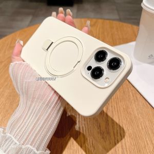 WEIXIN | Magnetic Ring Stand Pure Color Liquid Silicone Phone Case