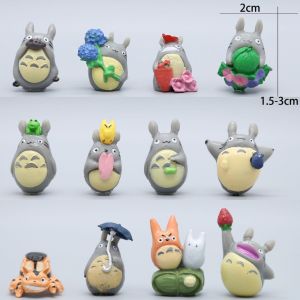 Bandai | 5-12pcs/set Totoro Figure Mini Statue Cute Micro Landscape Car Ornament Miyazaki Hayao Series Kid Gift Decorative Collectible