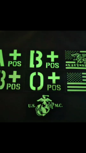 แพทช์ตีนตุ๊กแกเรืองแสง ลายทหาร ธงชาติ กรุ๊ปเลือด