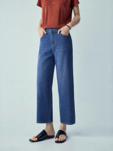 Giordano | Cool Tencel Partially Elastic Waist Cats Whiskers Cropped Jeans