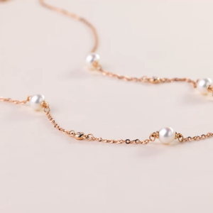 Chow Sang Sang 周生生 18K Rose Gold Daily Luxe pearl and diamond necklace for Women 45cm 95731N