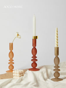 โคมเทียนแก้วสไตล์ฝรั่งเศสย้อนยุค โคมเทียนสไตล์โมเดิร์นหรูหรา โคมเทียนแบบเรียบง่ายที่สร้างสรรค์บรรยากาศ โคมเทียนแบบสวีท