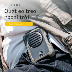 Vissko USB Mini Di Động Sạc Treo Cổ/Quạt Eo 2000MAh Quạt Điện Không Cánh Với 3 Cài Đặt Tốc Độ Và Màn Hình LED Để Làm Mát Ngoài Trời
