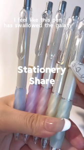 Bút bi gel Jiwushe POINT STAR mực đen ngòi 0.5 siêu mượt nhanh khô vỏ màu cầu vồng lấp lánh GP9261