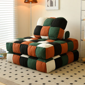 Minimalist Waffle Fabric Bean Bag Sofa Living Room Tofu Block Cream Style Module Combination Sleeping and Lying Tatami