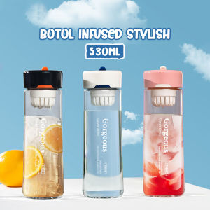 Botol Minum 530ML Transparan Infused Water Bottle Botol Minum Stylish dengan Pegangan/ YH-8005
