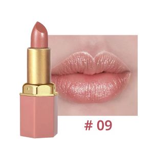 6 สี Gold Bar ลิปสติก Diamond Pearlescent Glitter High Shine ไม่เหนียวเหนอะหนะติดทนนานสีชมพู Lips แต่งหน้า