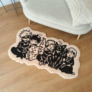 VIKAMA My Hero Academia Anime Rug Black White Silhouette Tufted Mat for Otaku Bedroom Gaming Room Home Decor Carpet