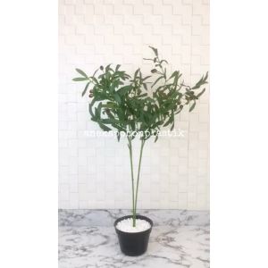 Pohon Daun Zaitun Tangkai X2 Artificial Pot Dasar Plastik Tanaman Hias Imitasi Olive Tree Pajangan Dekorasi