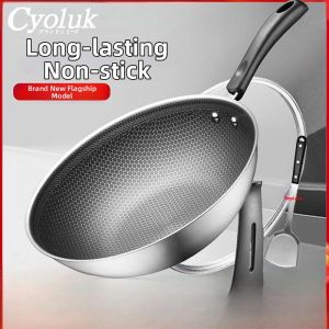 Nonstick Wok 316 Stainless Steel Honeycomb Technology