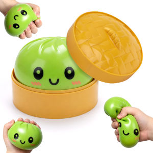  Simulated Steamed Buns Bamboo Steamer Box Anti-Stress Toy with Squishy Rebound Soft Squeeze Stress Ball Sensory Creative Gift