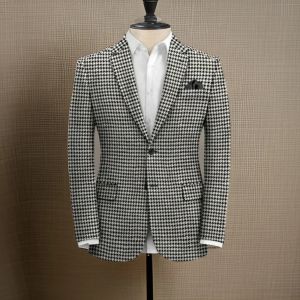 Houndstooth Business Blazer for Men Plaid Notched Lapel Suit Jacket Formal Male Fashion One Coat for Autumn/Winter