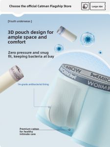 MiiOW | Pure Cotton Teenage Boys Underwear Breathable Antibacterial Flat Angle Shorts Childrens Innerwear Development Period Primary School Fat Children