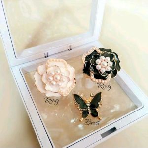 3 pics Cincin Jilbab Premium/3pics Ring Jilbab Model Random/Bros Kerudung Permata Mutiara cantik  Elegan Clips Silver Mewah