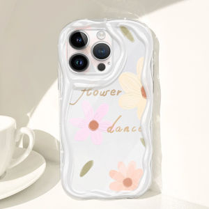 VRQR Little Fresh Daisy Flower Pattern Phone Case for iPhone 11 15 Pro Max 12 Pro Max 13 Pro Max 14 Pro Max 14 Plus Wave stripe lens protection Casing